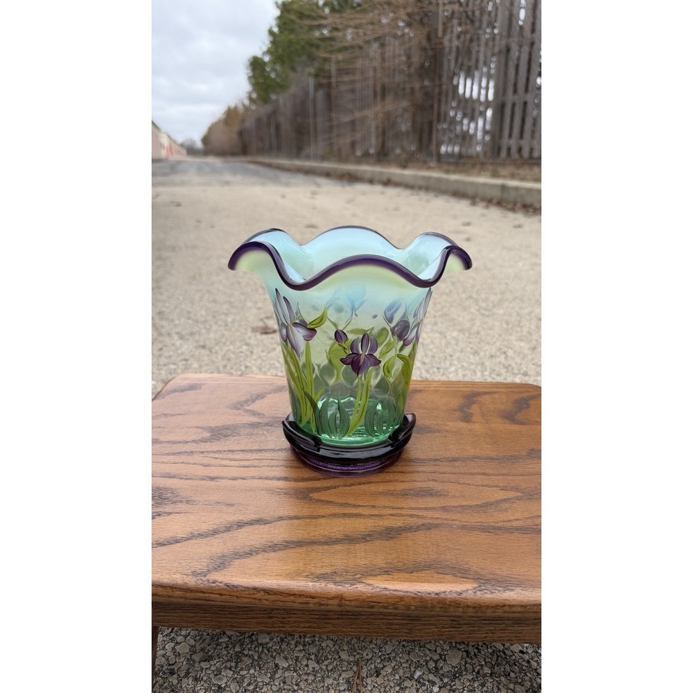 Fenton Designer Showcase Series Glass Vase &‎ Purple Ashtray Set